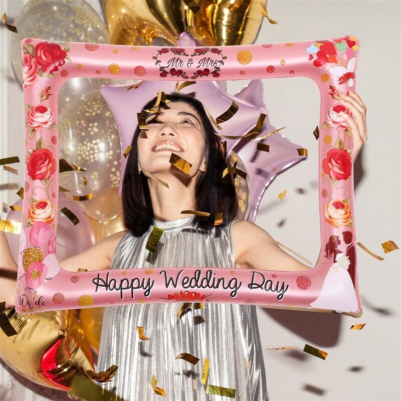 Vestuvių pripučiamas nuotraukų rėmelis, dekoras vakarėlio puošmena, asmenukių rėmeliai, reikmenys, fotografija PVC jaunikio paveikslų puošmena