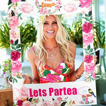 LaVenty Partea Photo Booth Frame Time Парти консумативи Реквизит за снимки на чаено парти Тема за чай Булчински душ Консумативи за рожден ден