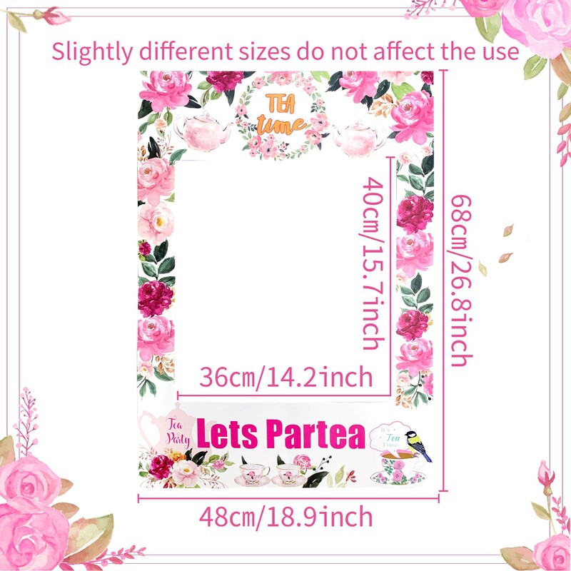 LaVenty Partea Photo Booth Frame Time Party kellékek Tea Party Photo Kellékek Tea téma Menyasszonyi zuhany Születésnapi parti kellékek