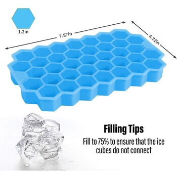 Creative 37 Cavity Honeycomb Ice Cube Maker Επαναχρησιμοποιήσιμοι Δίσκοι σιλικόνης Ice Cube Mold Καλούπι πάγου χωρίς BPA με αφαιρούμενα καπάκια