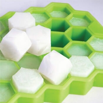 Creative 37 Cavity Honeycomb Ice Cube Maker Тави за многократна употреба Силиконова форма за кубчета лед Форма за лед без BPA с подвижни капаци