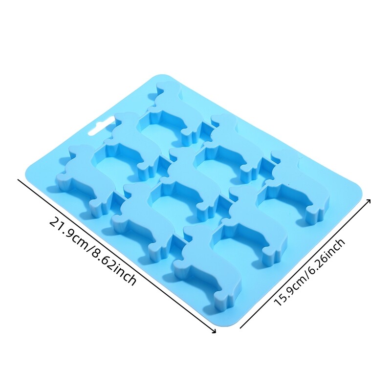 Formă și tavă din silicon pentru cuburi de gheață în formă de câine de teckel drăguț pentru aparat de gheață pentru băuturi, bomboane, ciocolată, biscuiți, fondant, cupcake, decor tort