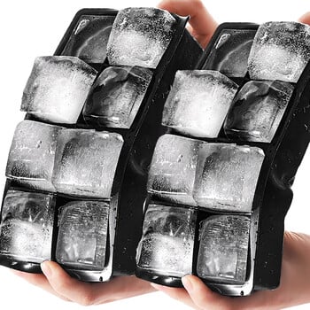 4/6/8 Grids Silicone Ice Cube Mold Big Square Ice Blocks Maker for DIY Whisky Cocktail Wine Drinks Home Bar Αξεσουάρ κουζίνας