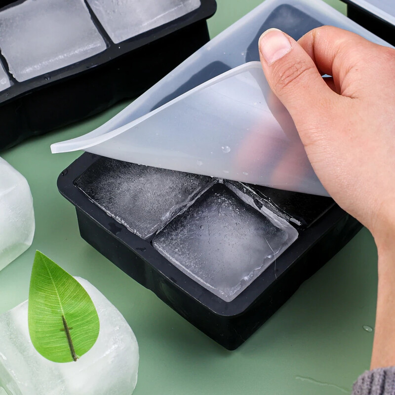 4/6/8 Grids szilikon jégkocka forma nagy négyzet alakú jégtömb készítő barkácsolás whisky koktél bor italokhoz otthoni bár konyhai kiegészítők