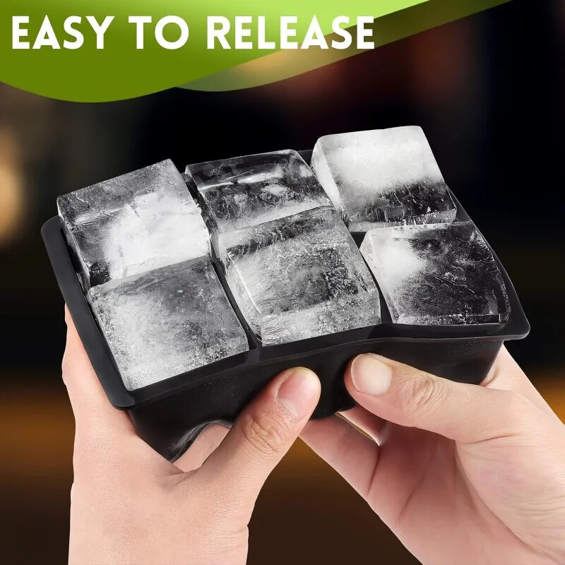 4/6/8 Grids szilikon jégkocka forma nagy négyzet alakú jégtömb készítő barkácsolás whisky koktél bor italokhoz otthoni bár konyhai kiegészítők