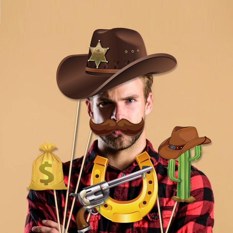 Recuzită pentru cabina foto cu temă Cowgirl din Vestul Sălbatic, Decoruri pentru fundaluri DIY, Petrecere de aniversare pentru Baby Shower, Rechizite pentru ședințe foto, 25 buc