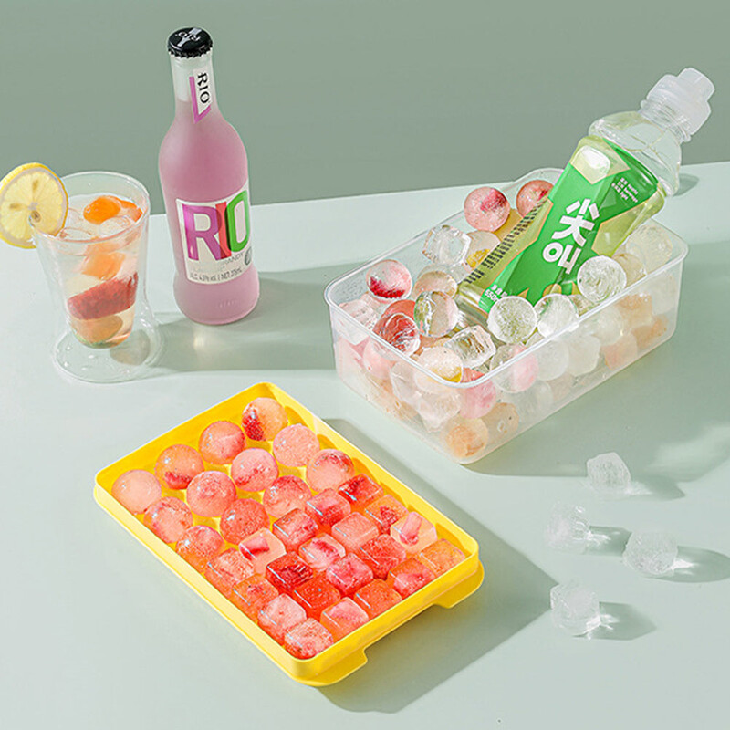 3D apvalus ledo kubelių padėklas su dangteliu plastikinis deimantinis ledo formų šaldytuvas sferinis „pasidaryk pats“ formelės ledo kamuoliukų gaminimo aparatas Virtuvės įrankiai