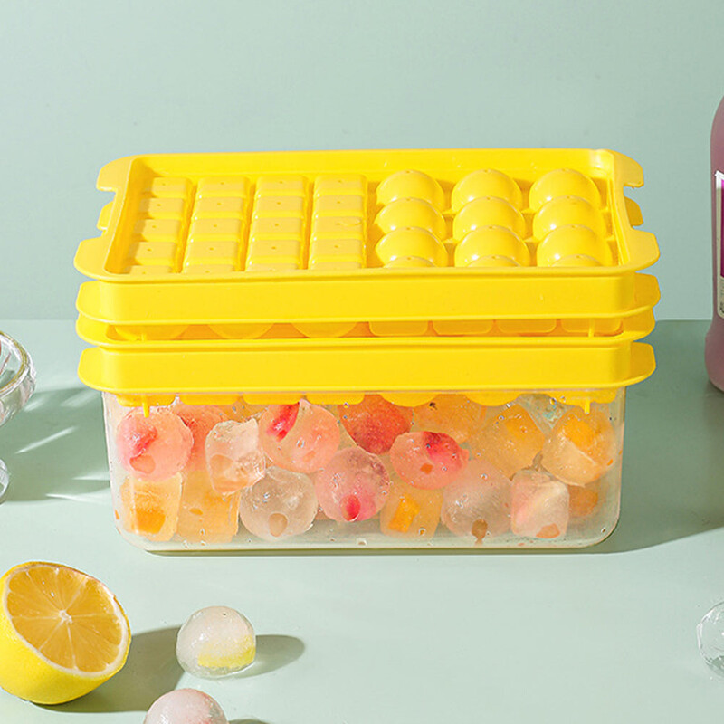 3D apvalus ledo kubelių padėklas su dangteliu plastikinis deimantinis ledo formų šaldytuvas sferinis „pasidaryk pats“ formelės ledo kamuoliukų gaminimo aparatas Virtuvės įrankiai