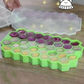 37 lyukú konyhai szerszám jégforma méhsejt jégtálca, újrafelhasználható szilikon biszfenol A nélkül, levehető fedél jégkészítéshez