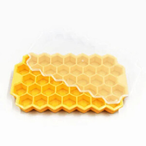 37 lyukú konyhai szerszám jégforma méhsejt jégtálca, újrafelhasználható szilikon biszfenol A nélkül, levehető fedél jégkészítéshez