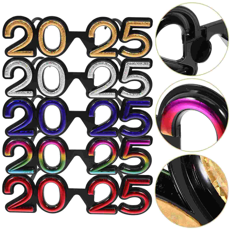 5 buc. Ochelari de petrecere 2025 Ochelari de vedere Accesorii pentru costum de Anul Nou Ochelari de soare Decorație Recuzită foto Rechizite de performanță