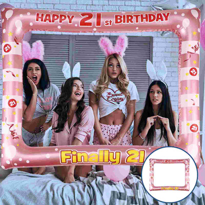 1 db születésnapi felfújható képkeret PVC party fotó kellékek 18 éves korig