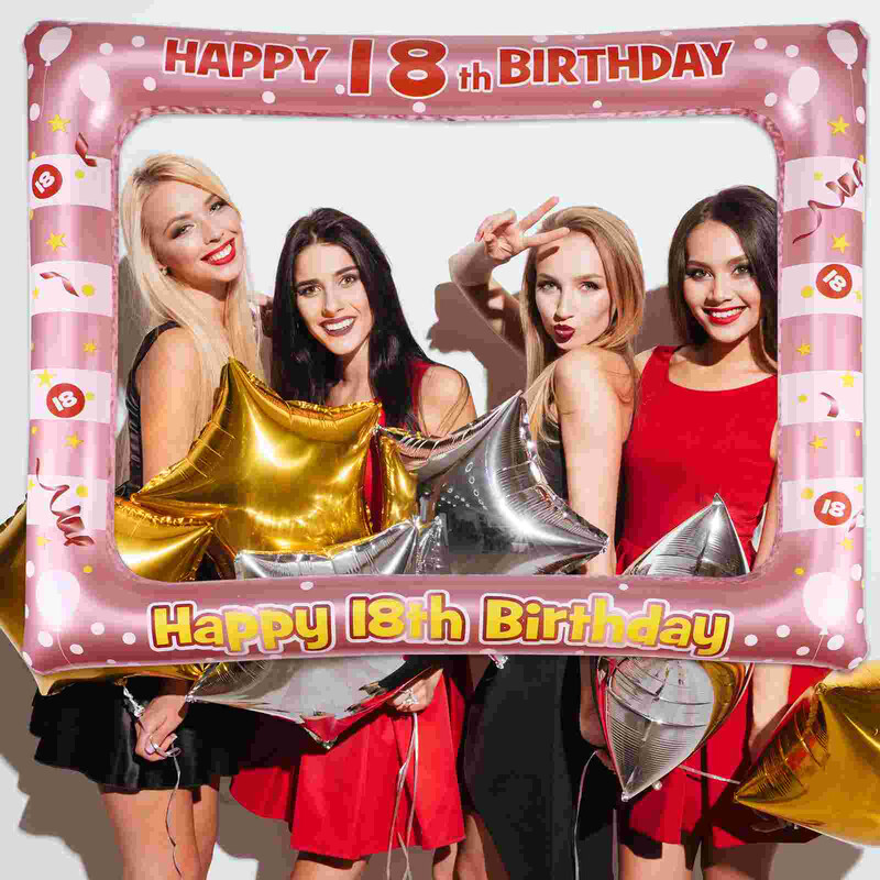 1 db születésnapi felfújható képkeret PVC party fotó kellékek 18 éves korig