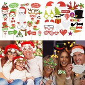 Kalėdų nuotraukų stendo rekvizitai Mielas Kalėdų Senelis Kalėdų eglutė Briedis Popierinis fotorekvizitas Naujųjų Metų Kalėdų papuošalai Navidad Dovanos