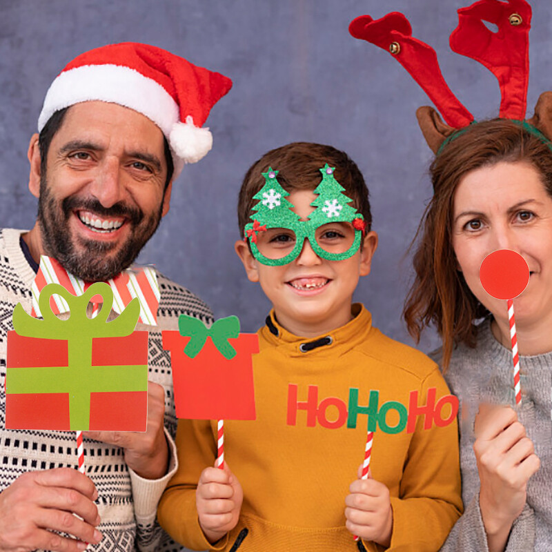 Kalėdų nuotraukų stendo rekvizitai Mielas Kalėdų Senelis Kalėdų eglutė Briedis Popierinis fotorekvizitas Naujųjų Metų Kalėdų papuošalai Navidad Dovanos