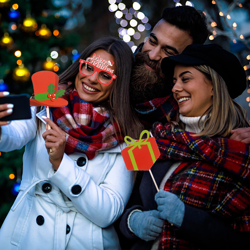 Kalėdų nuotraukų stendo rekvizitai Mielas Kalėdų Senelis Kalėdų eglutė Briedis Popierinis fotorekvizitas Naujųjų Metų Kalėdų papuošalai Navidad Dovanos