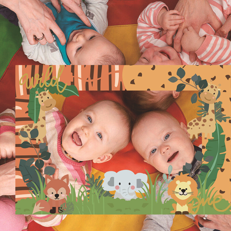 Wild One Animal dzsungel téma Egy éves baba születésnapi partija papír kézi képkeret fényképezési kellékek