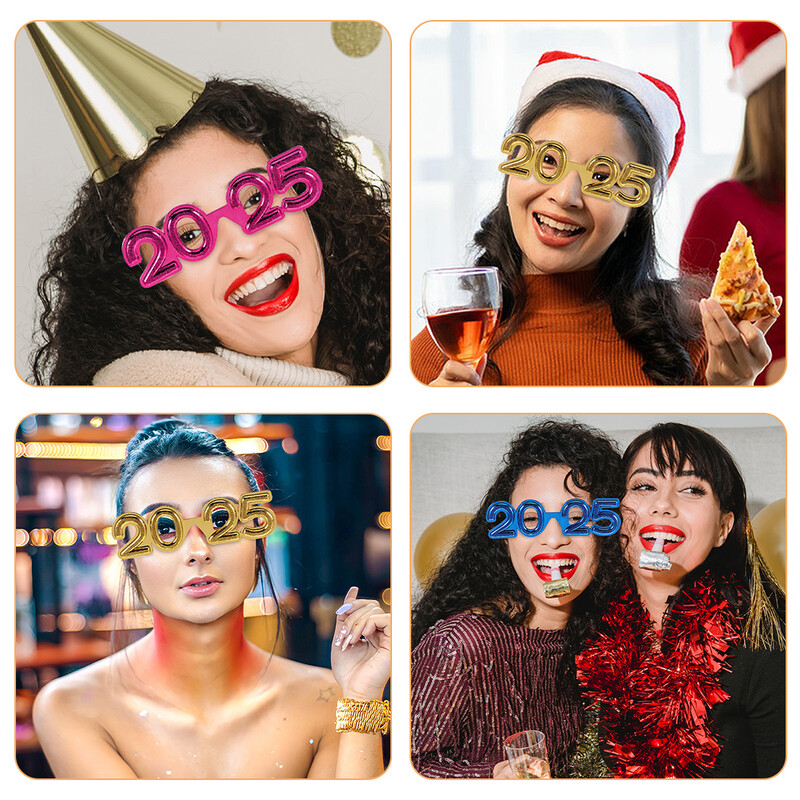 4 db kellékek 2025 szemüvegek száma szemüvegek újévi parti fotó vicces szemüveg napszemüveg