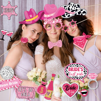 West Cowboy Girls Disco Party Photo Booth Props Bride To ME Birthday Party Забавни очила Устни Шапки Направи си сам фотосесия Prop Decor