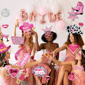 West Cowboy Girls Disco Party Photo Booth Props Bride To ME Birthday Party Забавни очила Устни Шапки Направи си сам фотосесия Prop Decor