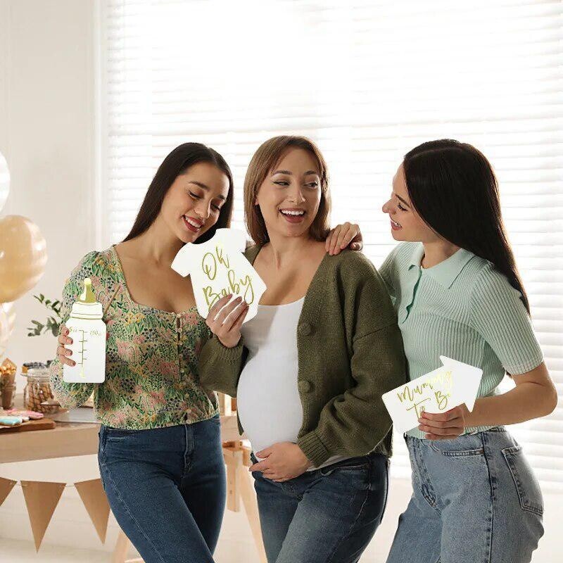 10 db Mummy To Be Oh Baby Shower Photo Booth kellékek az 1. születésnapi dekorációhoz Kiegészítők Újszülött fiúknak lányoknak ajándék parti kellékek