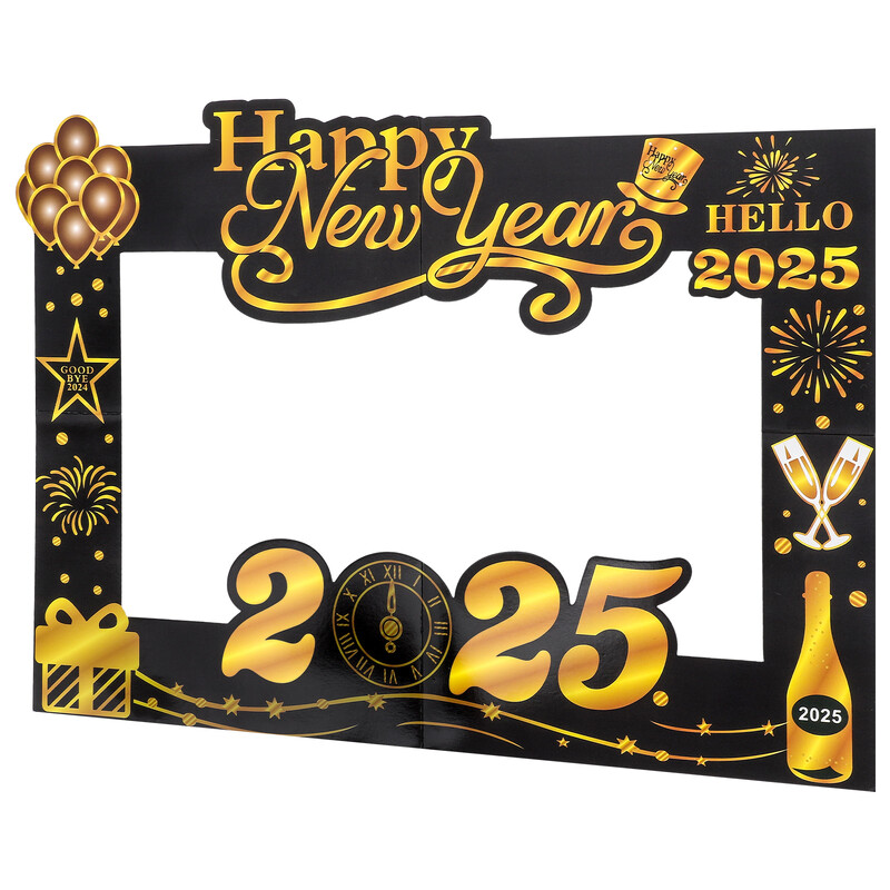 Juodojo aukso nuotraukų rėmeliai Naujųjų metų išvakarės Rekvizitai Metai Happy Booth Kalėdų Kinų vakarėlio reikmenys Vietos nustatymas 2025 Paveikslėlis