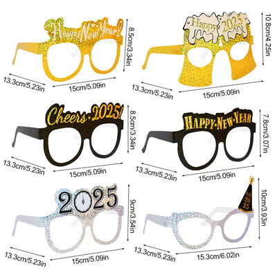 Boldog új évet 2025 Papír szemüveg képkeret Fekete arany fotófülke kellékek szilveszteri parti díszek karácsonyi kellékek