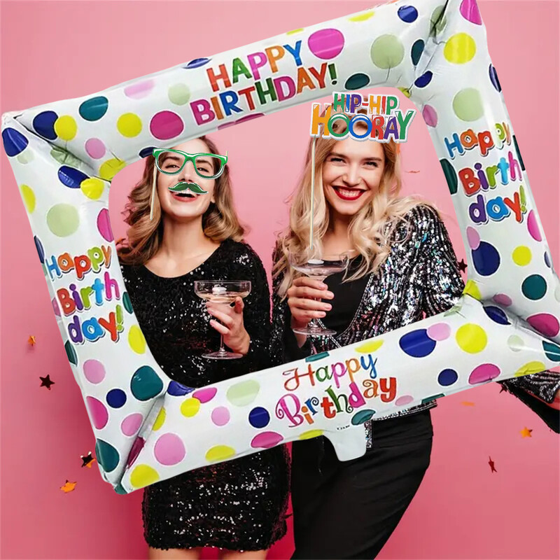 19 születésnapi party papír kézi fotó kellékek+alumínium filmes képkeret léggömbök, alkalmas parti hangulatú fotó kellékek stb.
