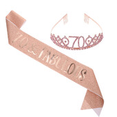 70 éves vállpántos korona 70. születésnapi dekoráció férfi buli női strassz pánt aranyporhoz, rugalmas férfi