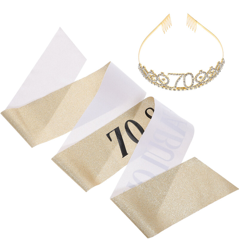 70 éves vállpántos korona 70. születésnapi dekoráció férfi buli női strassz pánt aranyporhoz, rugalmas férfi