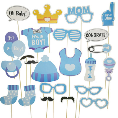 Chicinlife 25Pcs It`s a Boy/Girl Photo Booth Props Birthday Party Baby Shower Gender Reveal Photobooth Props Декоративни консумативи