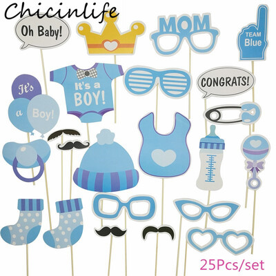 Chicinlife 25 vnt. Tai berniuko/merginos fotokabinos rekvizitas Gimtadienio vakarėliui Kūdikių dušas Lytis Atskleisti fotokabinos rekvizitus dekoravimo reikmenys