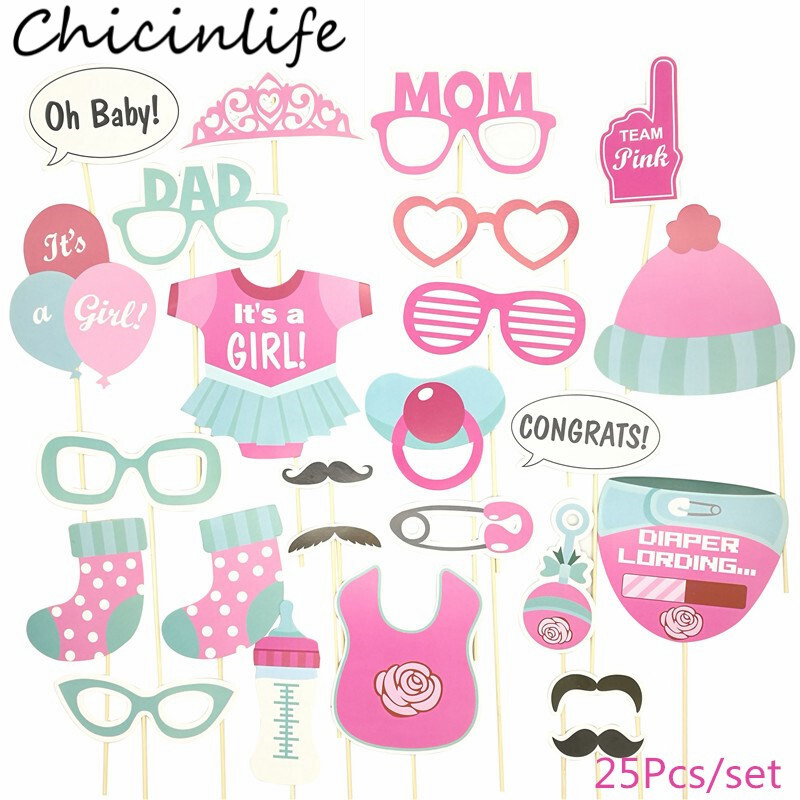 Chicinlife 25 db Ez egy fiú/lány Photo Booth kellékek Születésnapi Party Babazuhany Nem Reveal Photobooth kellékek Dekorációs kellékek