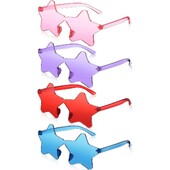 10 pár csillag alakú keret nélküli színezett party napszemüveg aranyos cukorka színű keret nélküli szemüveg divatos szemüveg - kék lila rózsaszín piros