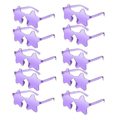 10 pár csillag alakú keret nélküli színezett party napszemüveg aranyos cukorka színű keret nélküli szemüveg divatos szemüveg - kék lila rózsaszín piros