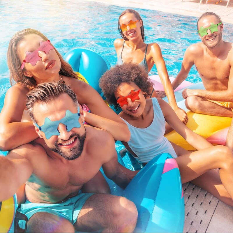 10 pár csillag alakú keret nélküli színezett party napszemüveg aranyos cukorka színű keret nélküli szemüveg divatos szemüveg - kék lila rózsaszín piros