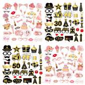 1 szett rózsa arany fekete 18 30 40 50 60. papír kézi fotókellék Felnőtt születésnapi Boldog Party évfordulós dekorációs kellékek