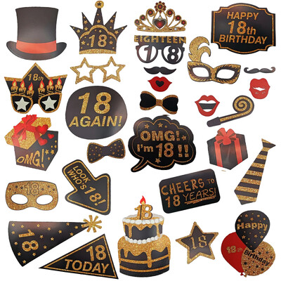 1 szett rózsa arany fekete 18 30 40 50 60. papír kézi fotókellék Felnőtt születésnapi Boldog Party évfordulós dekorációs kellékek