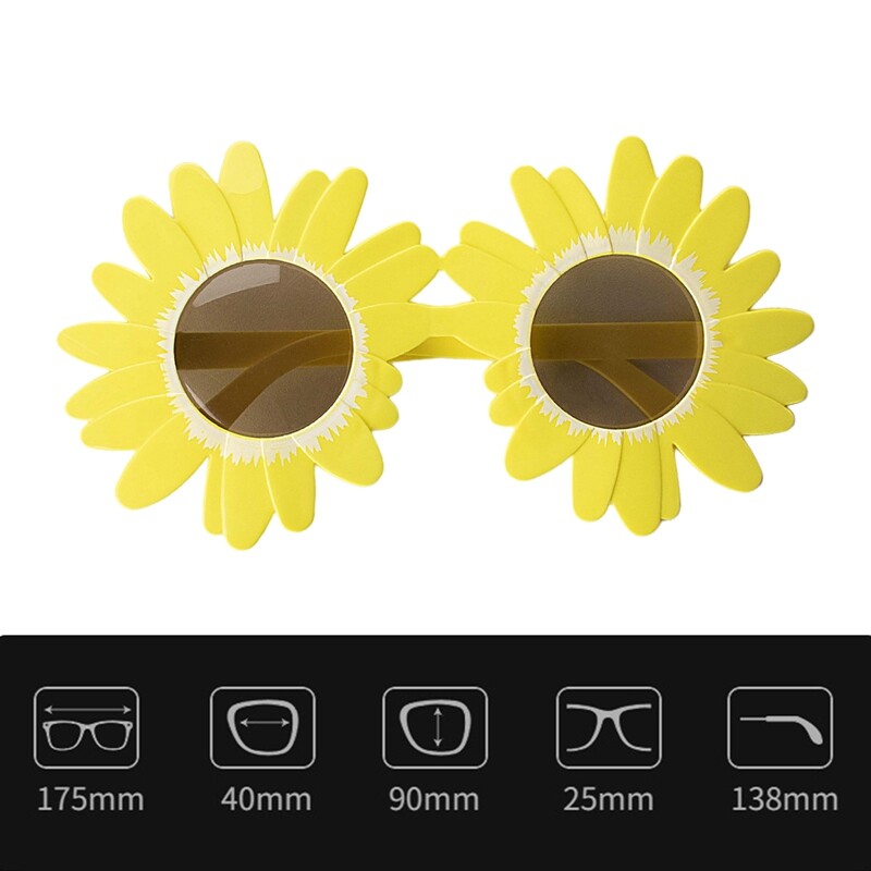Dekoratív szemüvegek Party Funky kellékek napraforgó kis százszorszép virág alakú fotó kellékek műanyag stílusú napszemüvegek
