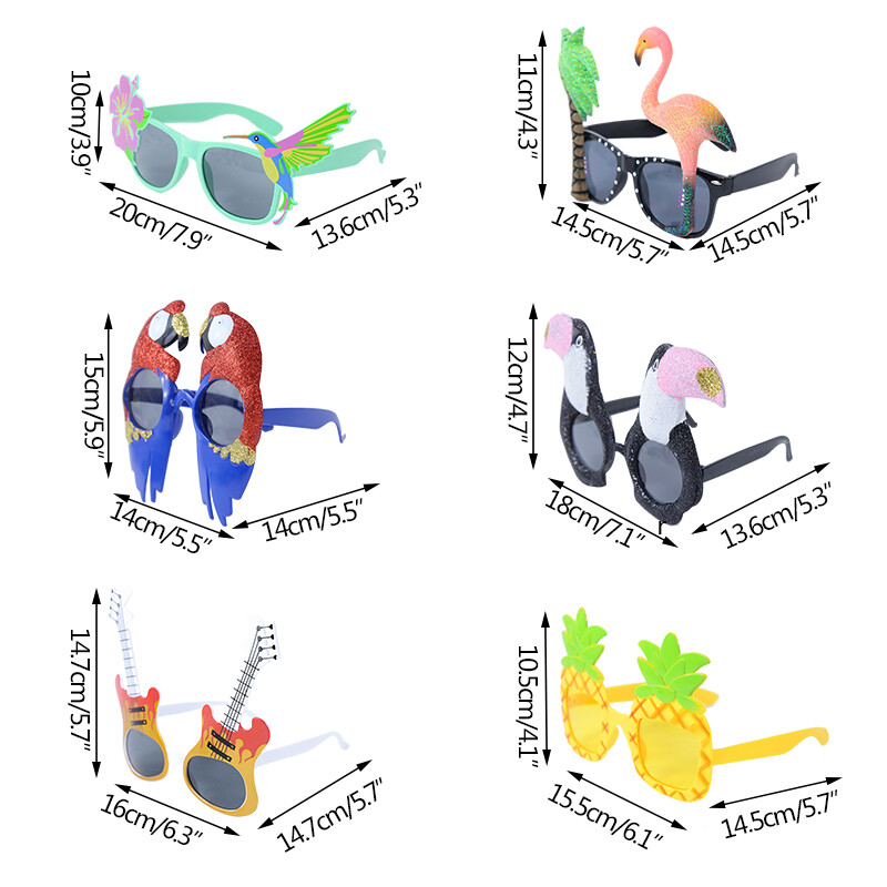 Hawaii Beach Vicces szemüvegek Ananász Madár Gitár Napszemüvegek Nyári Luau Hawaii Pool Beach Party Favor Dekoráció Fénykép kellékek