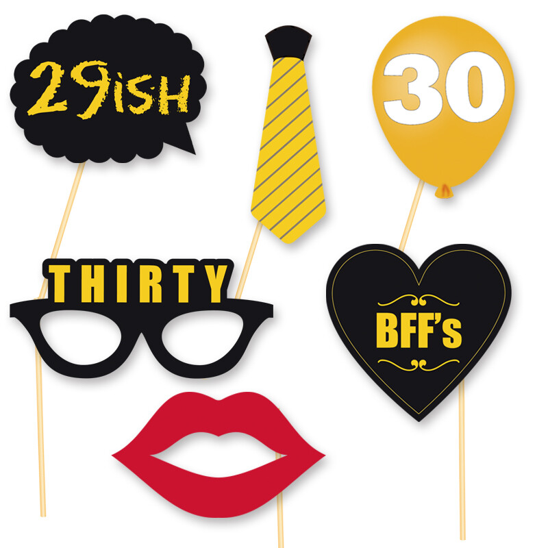 21db fekete arany 30. születésnapi parti fotókellékek, kellékek férfi és női 30. születésnapi bulikhoz