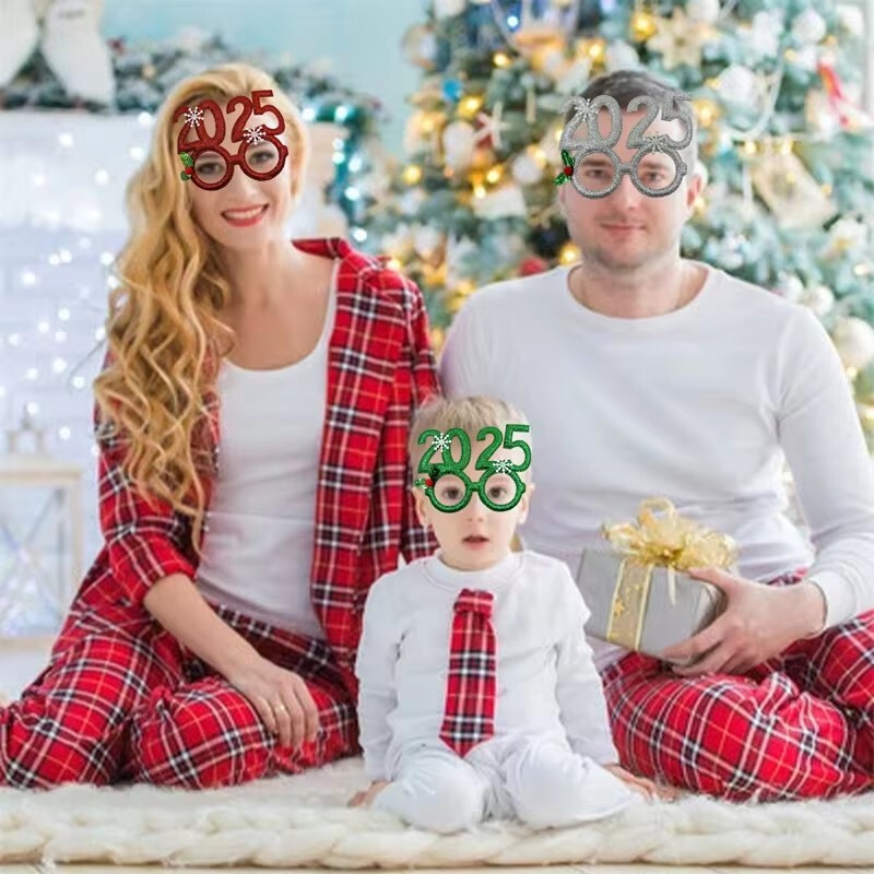 6 db 2025-ös szám karácsonyi szemüvegek karácsonyi buli gyerekeknek felnőtt fotókabin kellékek szemüvegkeret újévi ajándék otthoni kellékek