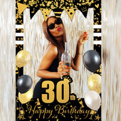 Csillogó fekete arany 18. 21. 30. 40. 50. 60. születésnapi fotófülke keret kellékek Felnőtt születésnapi buli dekoráció 40 Születésnapi ajándék