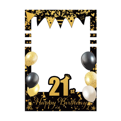 Csillogó fekete arany 18. 21. 30. 40. 50. 60. születésnapi fotófülke keret kellékek Felnőtt születésnapi buli dekoráció 40 Születésnapi ajándék
