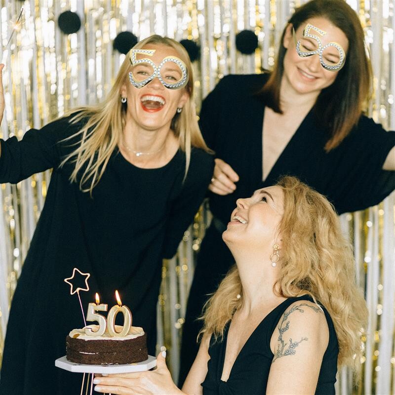 1 pora gimtadienio akinių 50 metų senumo akiniai su kalnų krištolais Juokingi plastikiniai fotorekvizitai Gimtadienio vakarėlio jubiliejaus fotorekvizitai