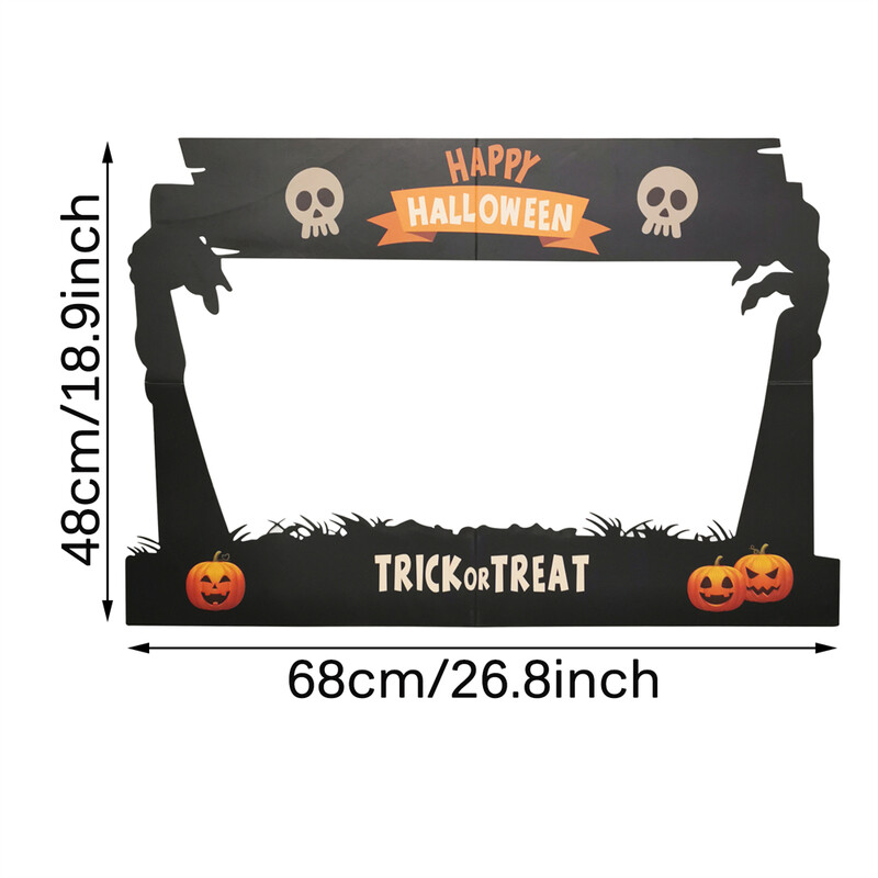 1db Happy Halloween Pumpkin Bones papírkeret fotófülke kellékek buli gyerekeknek felnőtteknek Halloween szelfi kellékek parti dekoráció