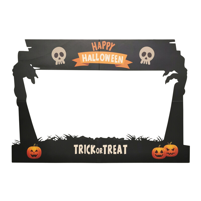 1db Happy Halloween Pumpkin Bones papírkeret fotófülke kellékek buli gyerekeknek felnőtteknek Halloween szelfi kellékek parti dekoráció