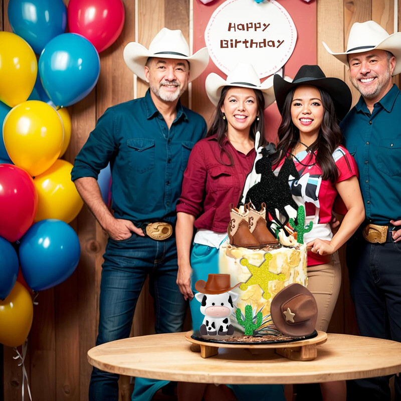10 τεμ. Διακοσμήσεις για τούρτες Cowboy Κάουμποϊκο κάκτο Καουμπόικο καπέλο και κάλυμμα κέικ για μπότες για διακόσμηση πάρτι γενεθλίων με θέμα Western Cowboy Farm