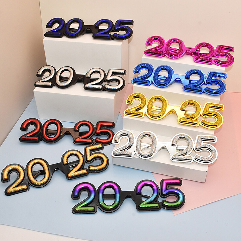 2025-ös szemüvegek újévi parti szemek díszítése műanyag kellékek napszemüvegek fényképezési kellékek karácsonyi díszek vicces szemüvegek