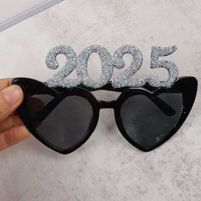 1 τεμ. Glitter Gold/silvery 2025 Heart Glasses Sunglasses Photo Props for 2025 Happy New Year Χριστουγεννιάτικο Θέμα Διακοσμήσεις πάρτι